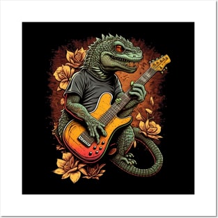 Reptile Playing a Guitar Posters and Art